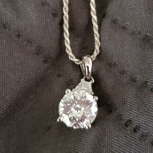 Moissanite Pendant 925 Sterling Silver with 925 sterling chain.